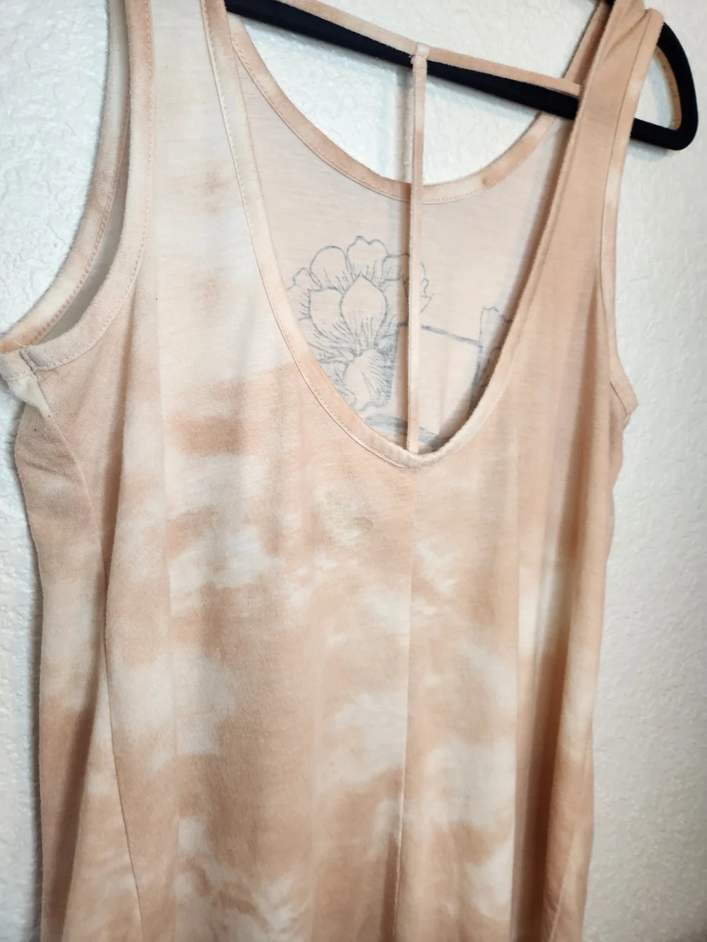 Texas Floral Tie-Dye Tank Beige coverup Size L
